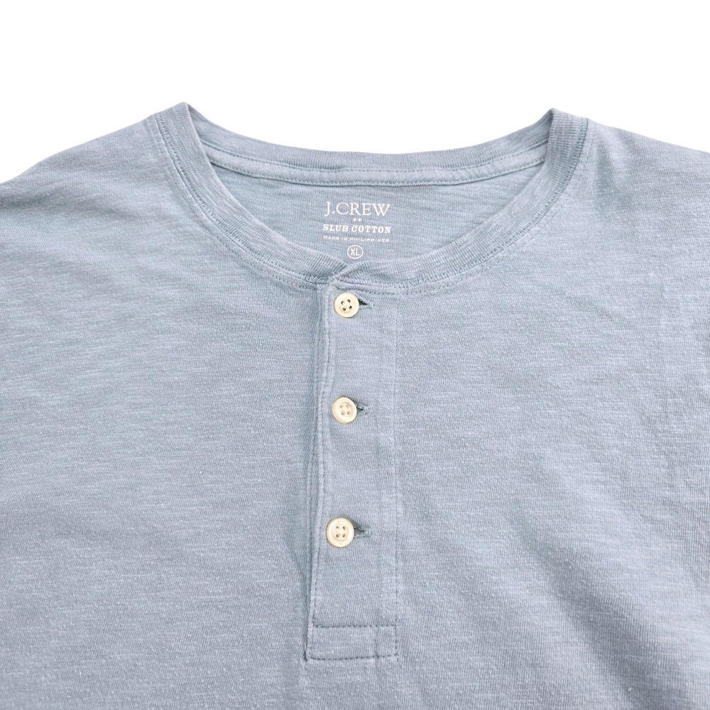 J.Crew Henley Shirt Mens XL Blue Slub Cotton Classic Short Sleeve L1965 Casual - Picture 4 of 9